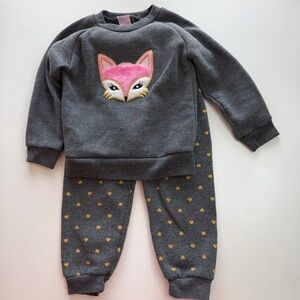 Gray and Pink Fox Kids Matching Set